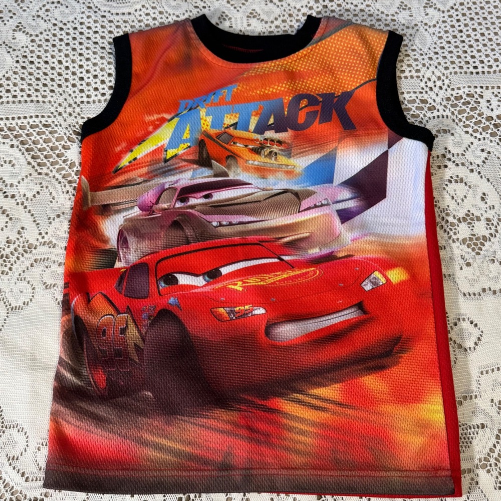 Disney Cars Lightning McQueen Graphic Tank Top Kids Red Racer Style